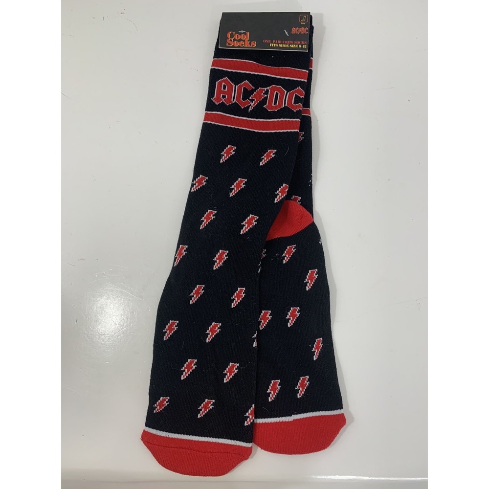 AC/DC Cool Socks crew red black printed men's unisex size 6-13